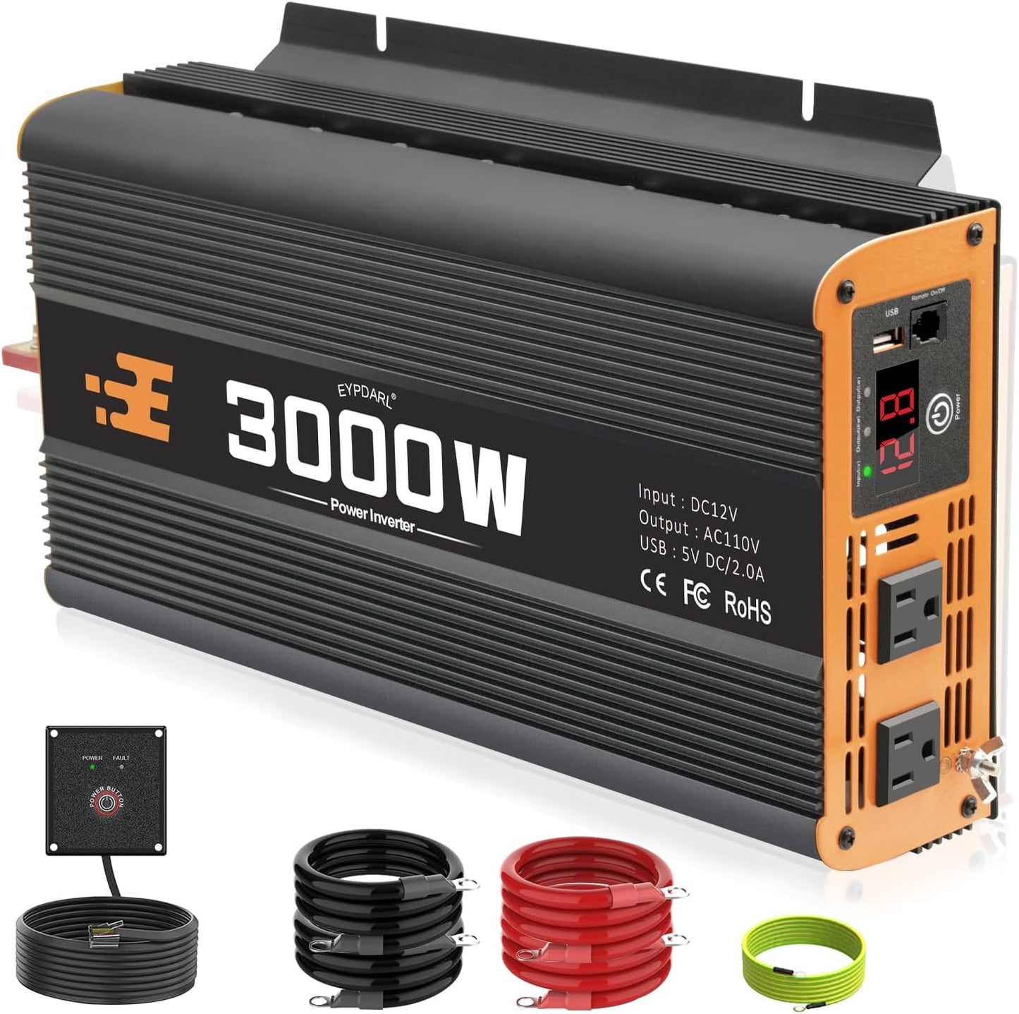 3000 Watt Car Power Inverter with Remote Controller for Travel