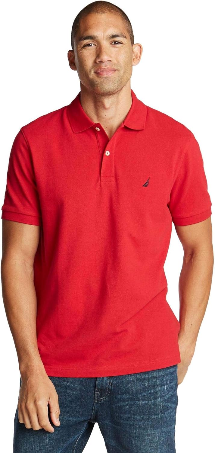 Nautica Men's Classic Short Sleeve Solid Performance Deck Polo