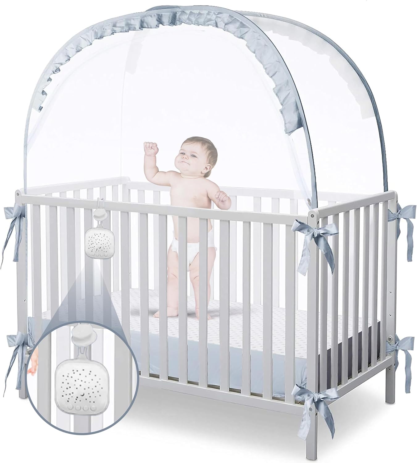ORIFELAY Baby Crib Tent - Easy Setup with White Noise & Glow Stickers