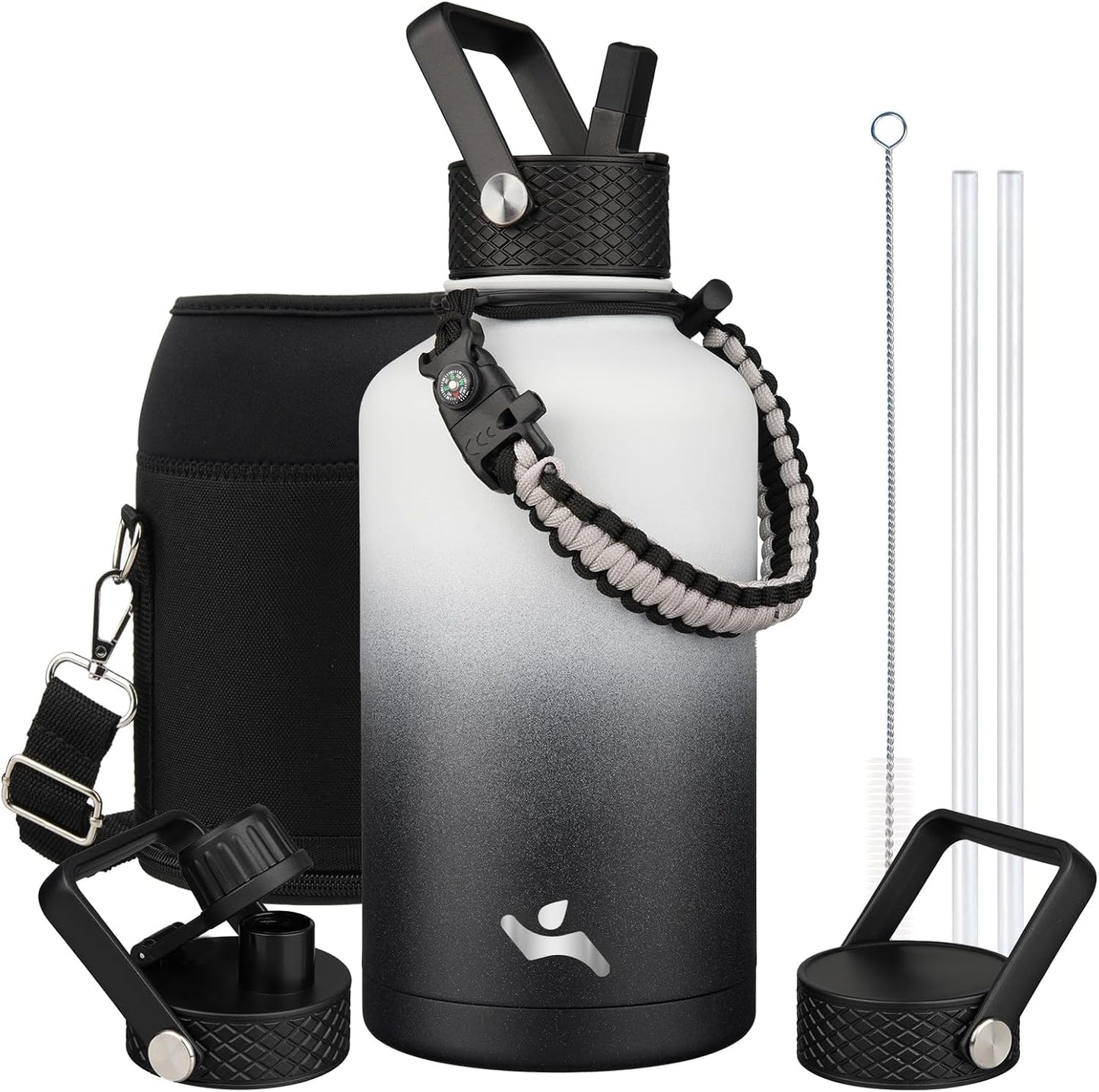 Half Gallon Insulated Water Bottle with Straw for Hydration