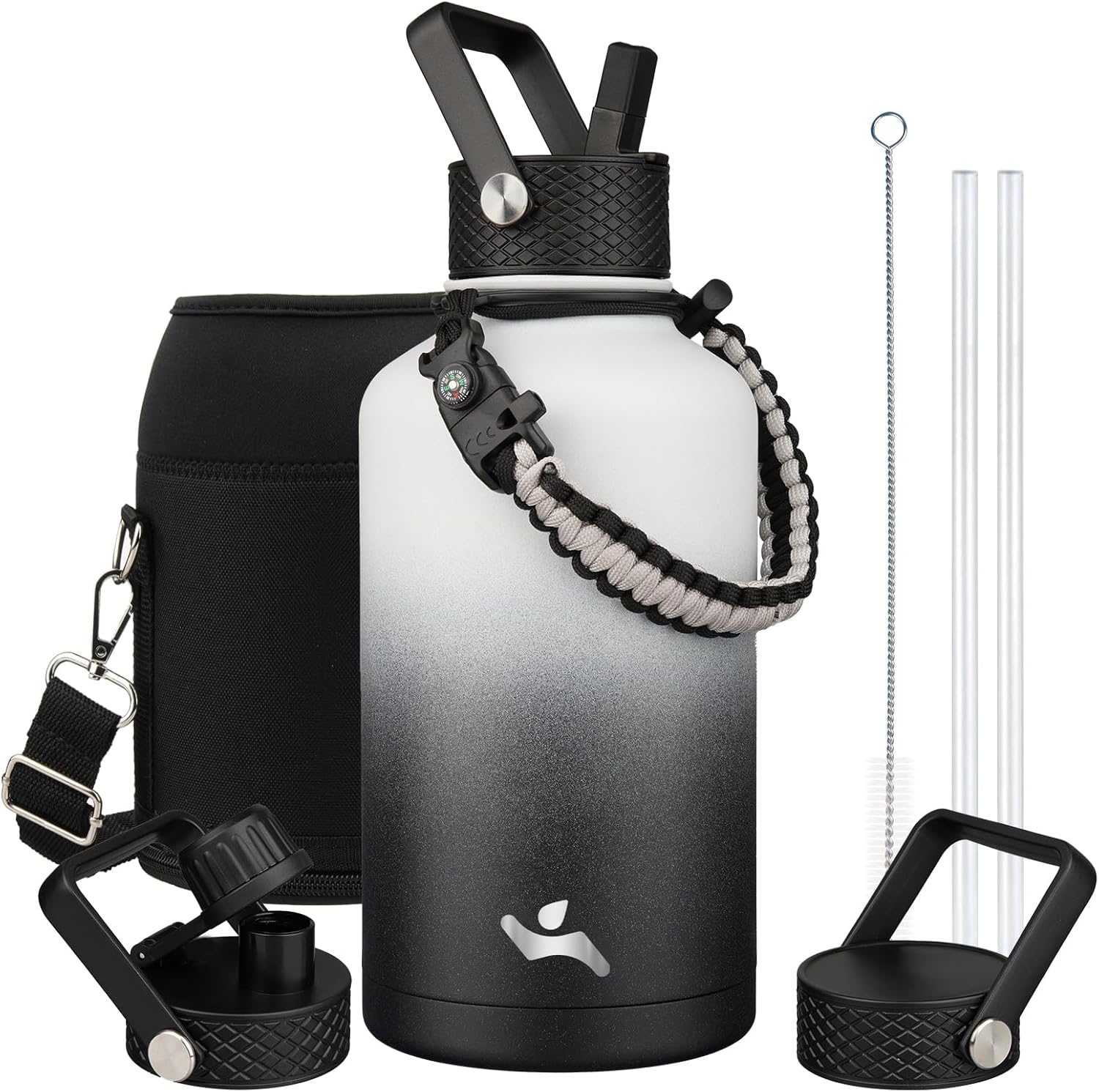 Half Gallon Insulated Water Bottle with Straw for Hydration