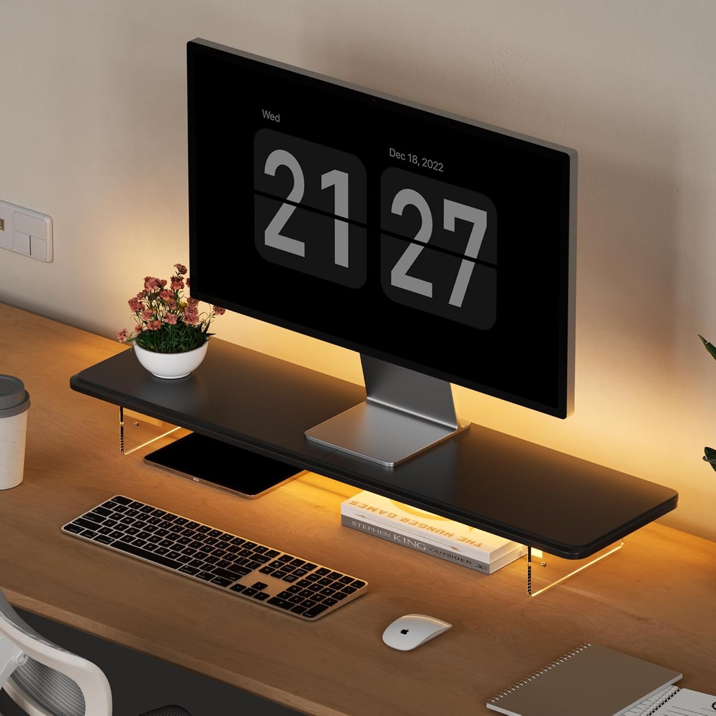 Monitor Stand Riser with Colorful LED Light and Adjustable Legs