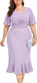 Plus Size Mermaid Midi Dress for Women - Flattering Ruched Fit