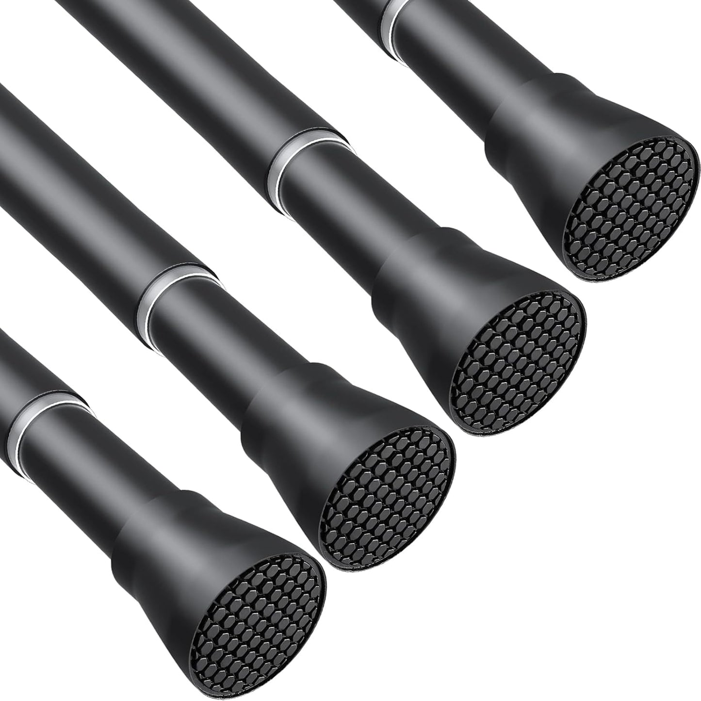 Tension Curtain Rod Black Adjustable 28 to 48 Inch Non Slip