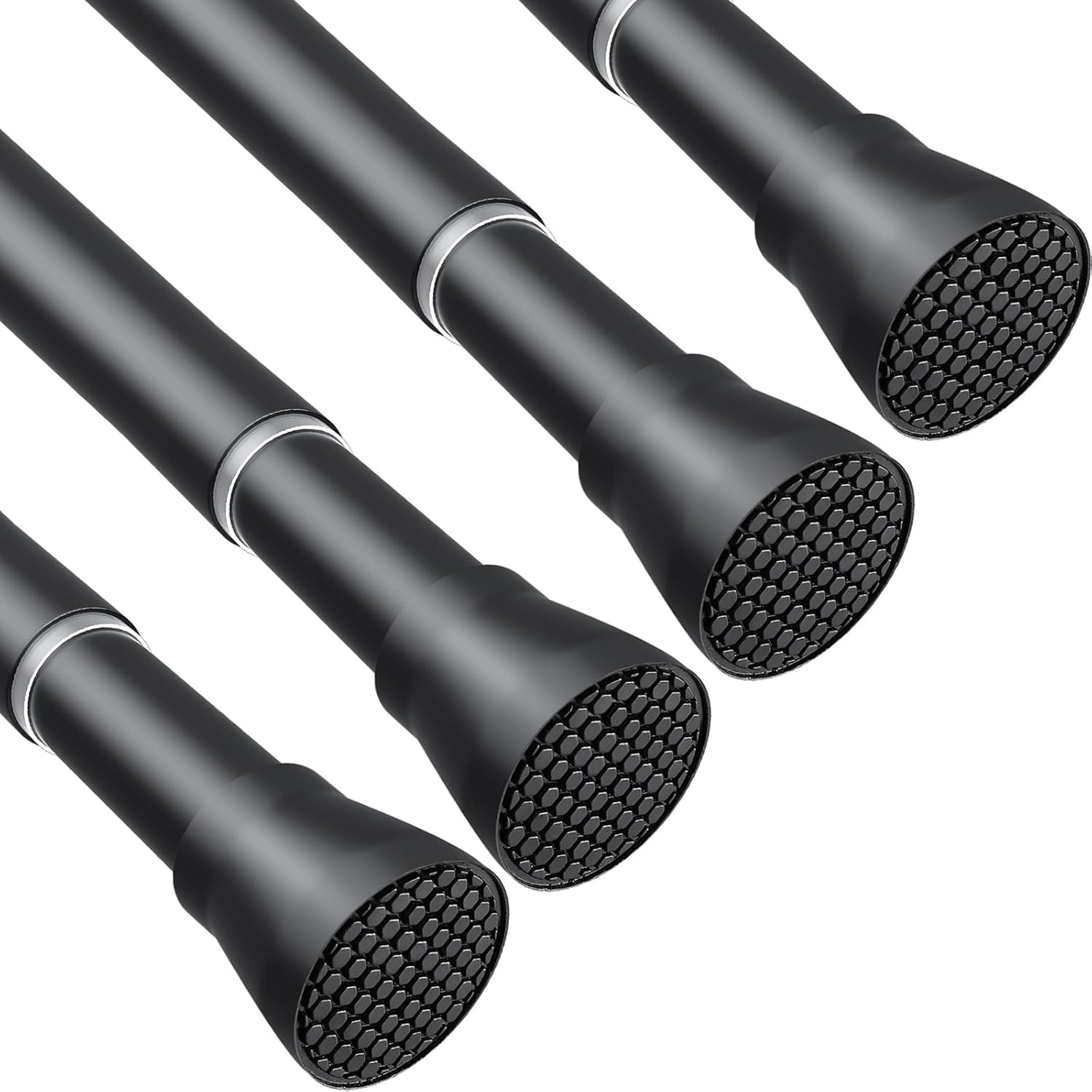 Tension Curtain Rod Black Adjustable 28 to 48 Inch Non Slip
