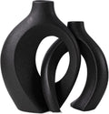 Black Hollow Ceramic Vase Set of 2 - Modern Boho Donut Vases