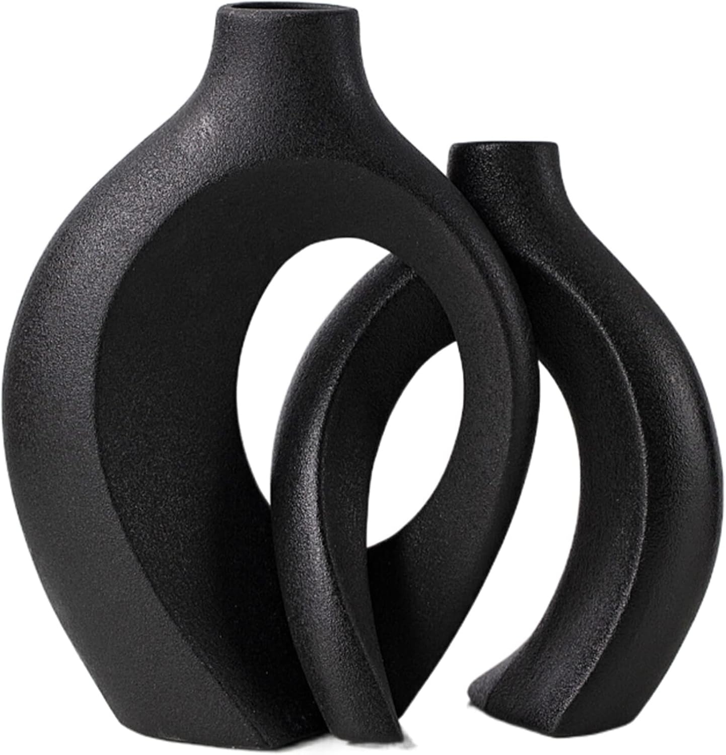 Black Hollow Ceramic Vase Set of 2 for Modern Home Decor