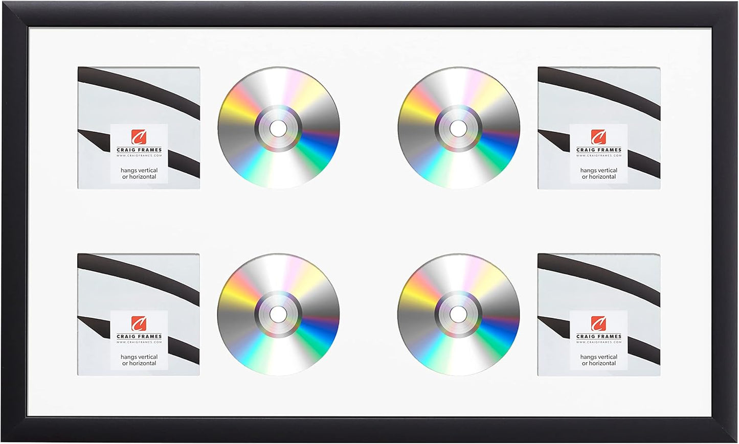 15x26 White 4-CD Display Mat with Black Frame for CDs