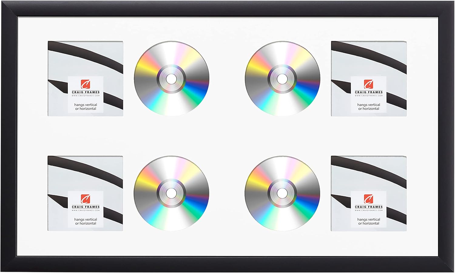 15x26 White 4-CD Display Mat with Black Frame for CDs