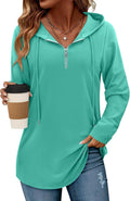 Womens Quarter Zip Tunic Hoodies Pullover S-3XL - Lightweight Comfort