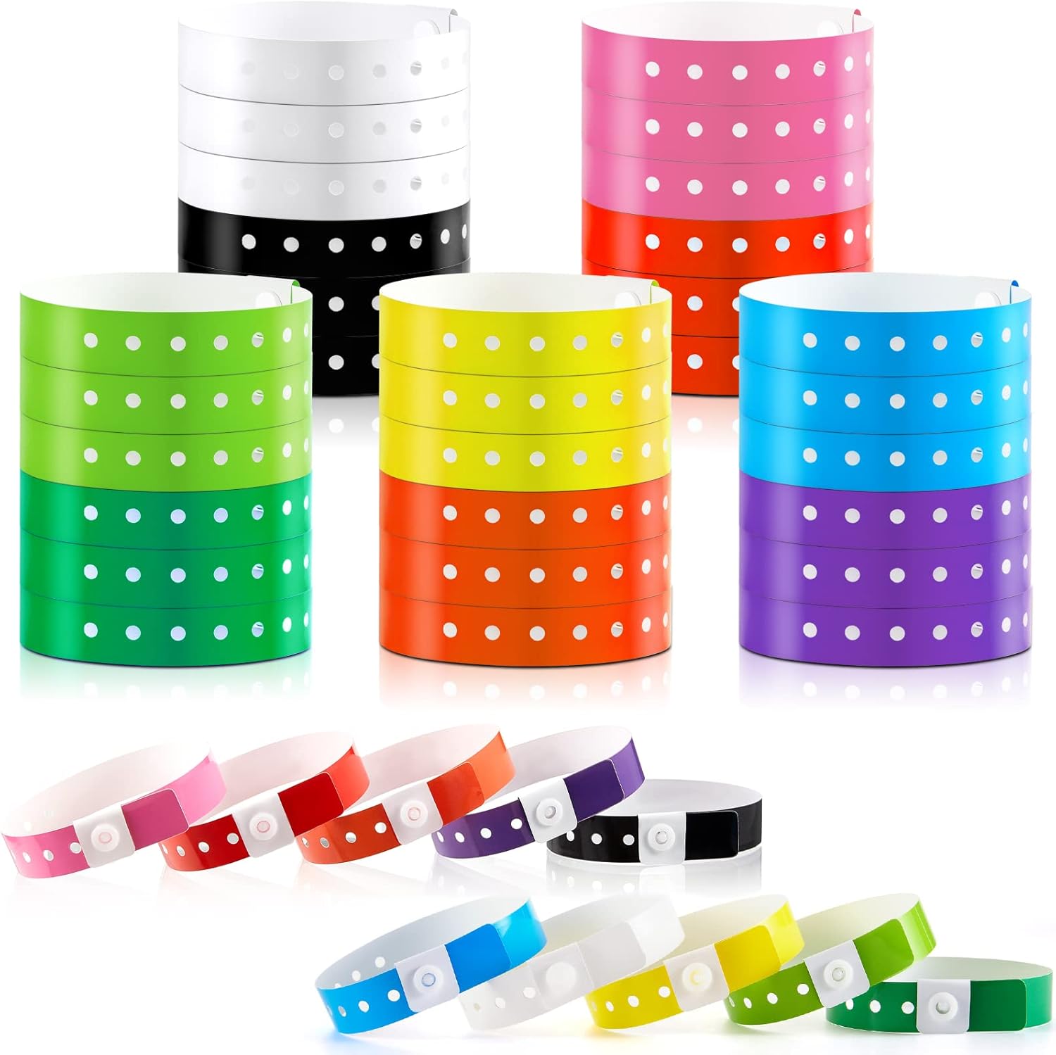 600 Pcs Plastic Wristbands for Events - Multicolor Arm Bands