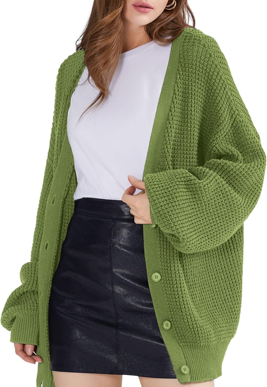 QUALFORT Cardigan Sweaters for Women - Cozy Cotton Knit Tops