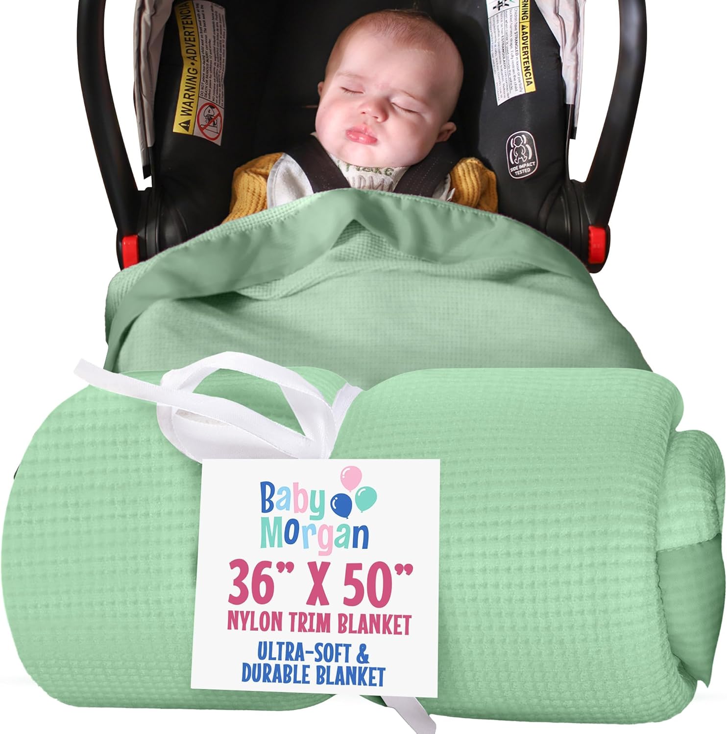 Thermal Waffle Warm Baby Blanket for Crib - Mint Green Comfort