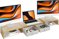 Dual Monitor Stand Riser Maple - Length & Angle Adjustable Desk Riser