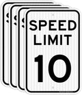 Speed Limit 10 MPH Sign 18 in x 12 in (4 Pack) - Durable Reflective