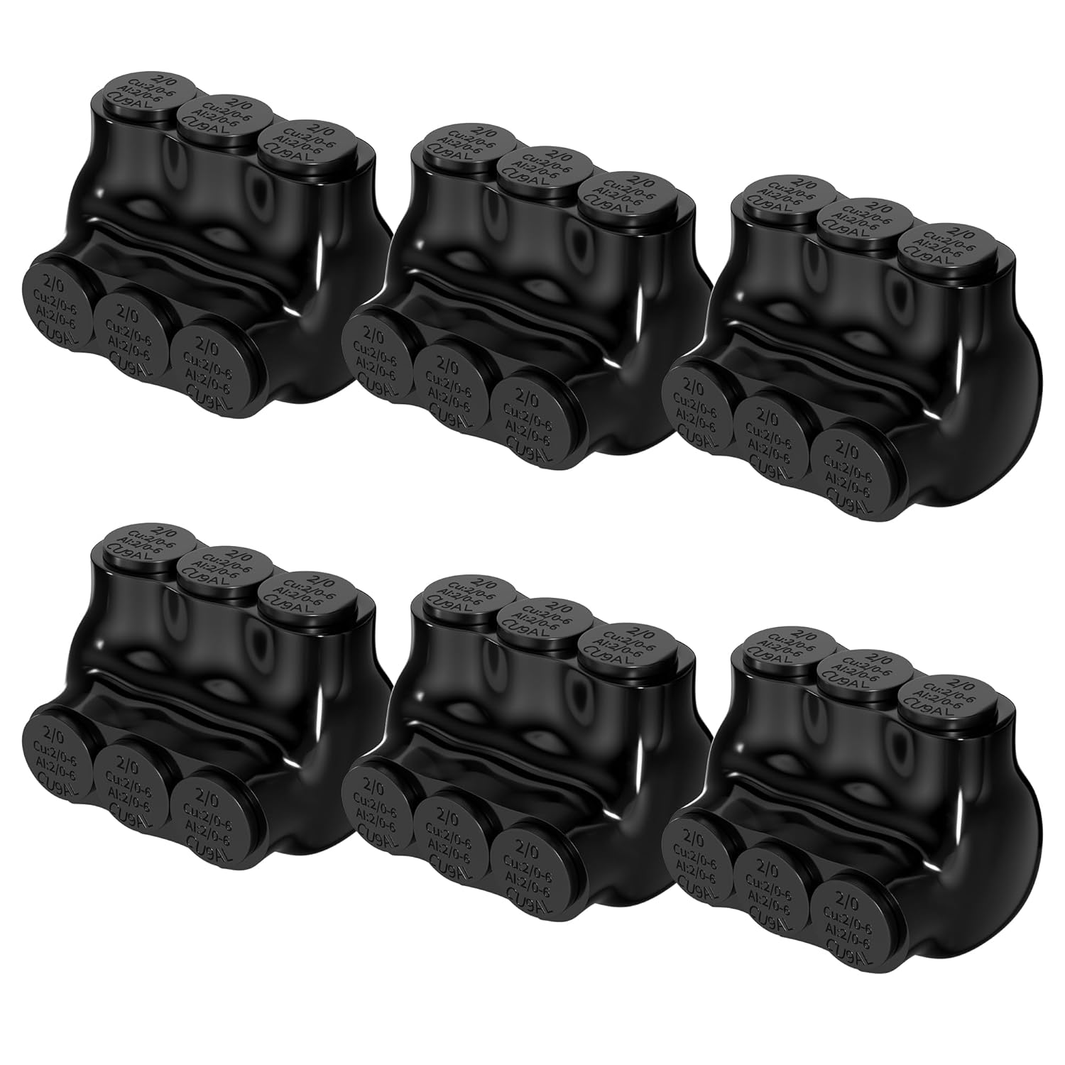 3 Port Insulated Tap Connector for 2/0-6AWG Wire - 6 Pack
