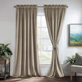 Taupe Velvet Curtains 52 x 96 in - Luxury Room Darkening Drapes