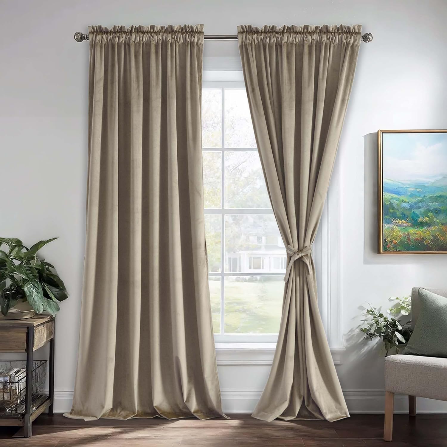 Luxury Soft Taupe Velvet Curtains for Living Room & Bedroom