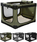 36 in Collapsible Travel Dog Crate in Green - 4-Door Portable
