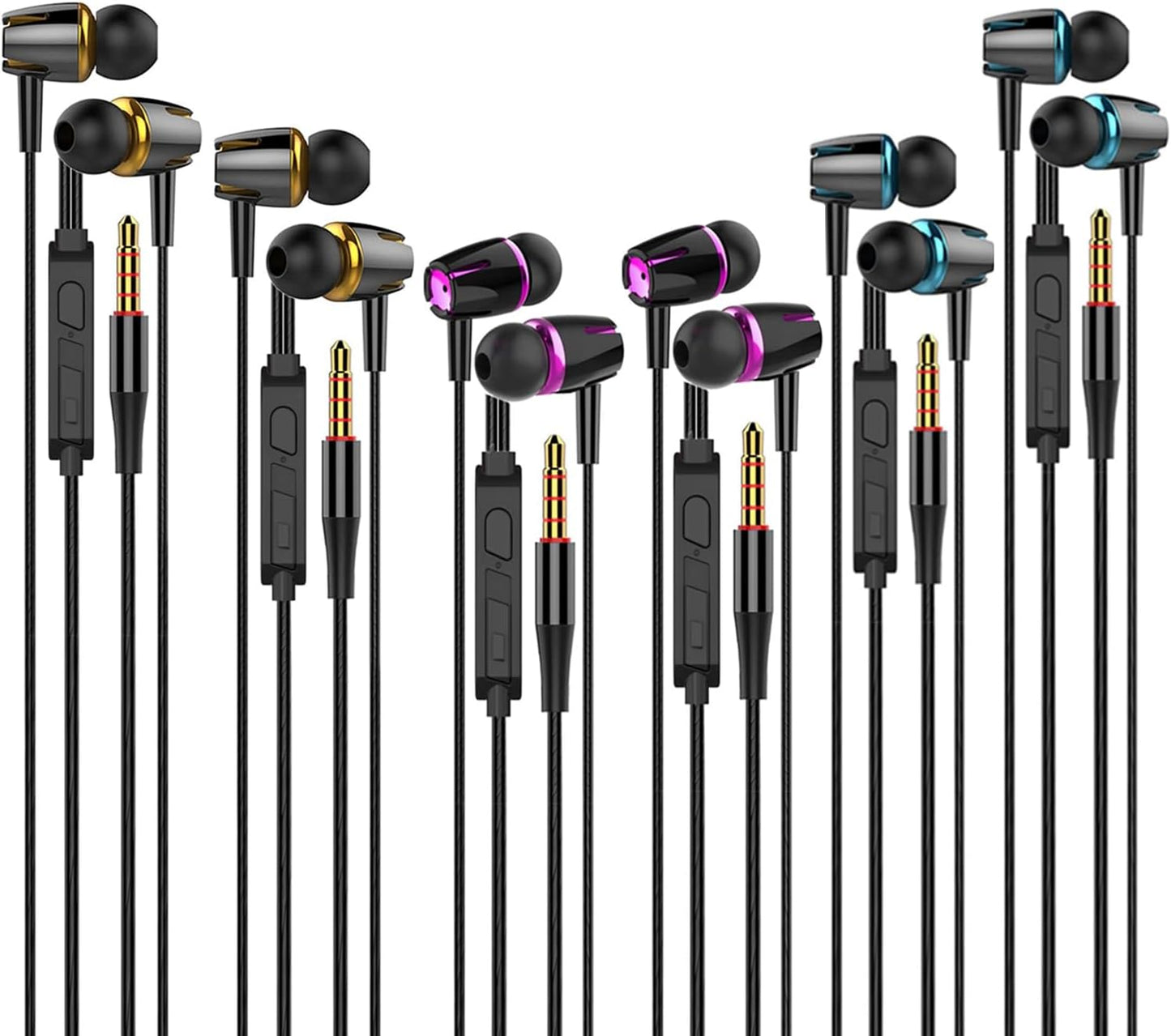 6-Pack Noise Isolating Heavy Bass Earbuds by Cianyyee