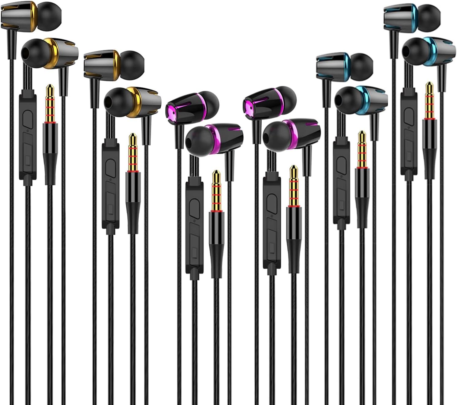 6-Pack Noise Isolating Heavy Bass Earbuds by Cianyyee