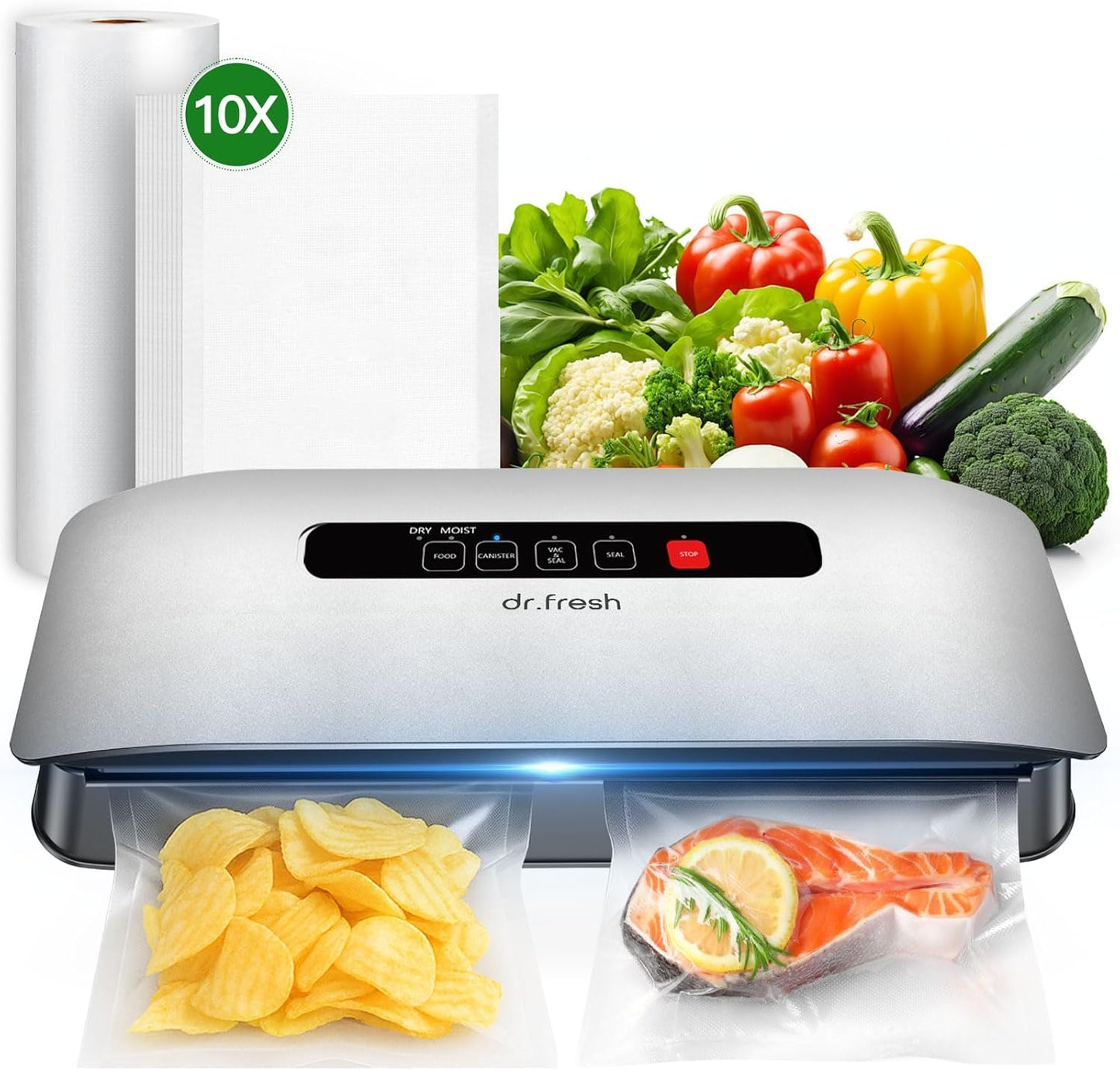 Vacuum Sealer for Food Storage with Powerful Suction & Cutter