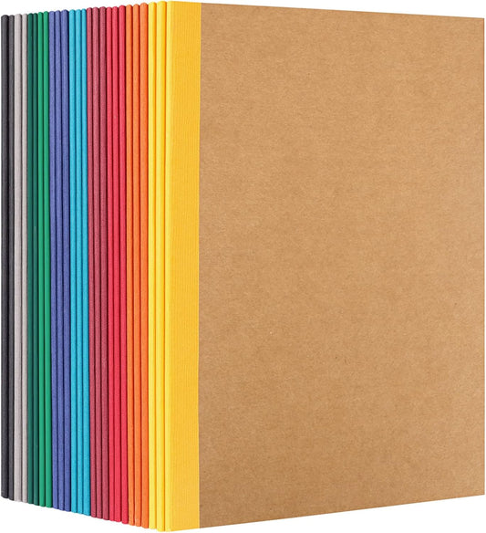 26 Pack A5 Kraft Notebooks with Rainbow Spines
