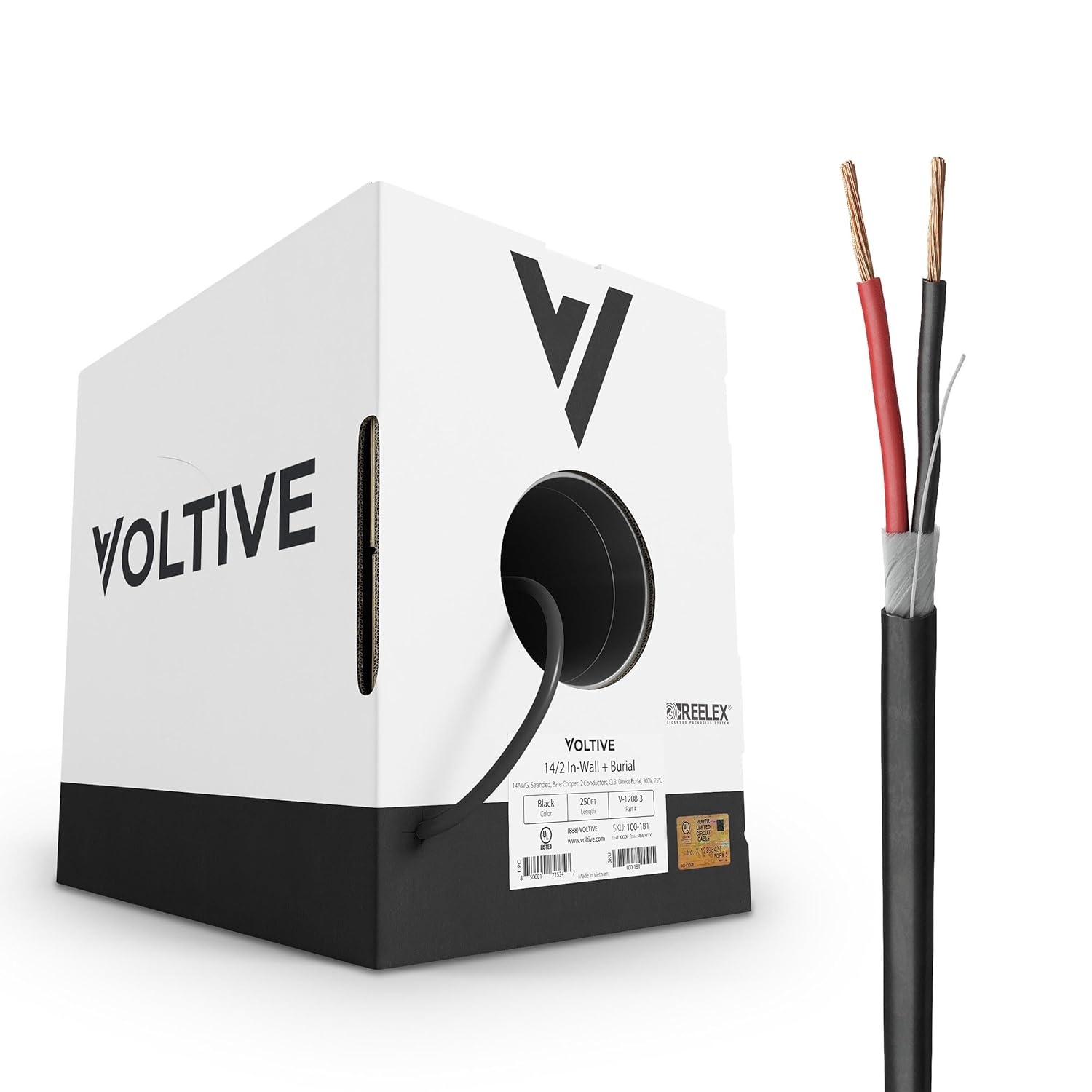 Voltive 14/2 Speaker Wire - Premium 14 AWG Oxygen-Free Copper