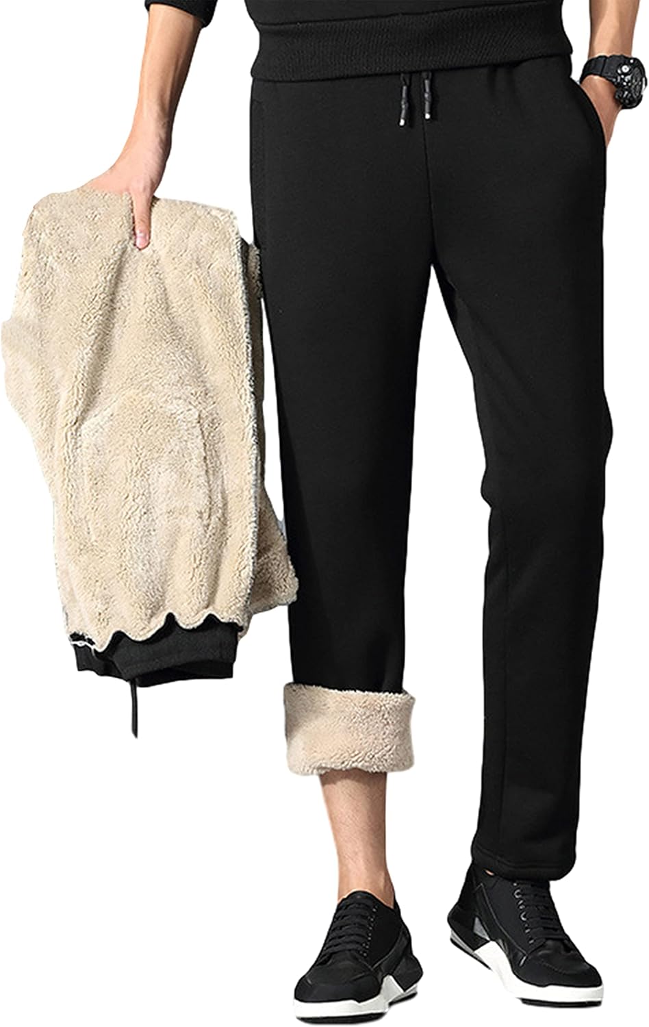 Lentta Men's Fleece Lined Sweatpants for Winter Warmth