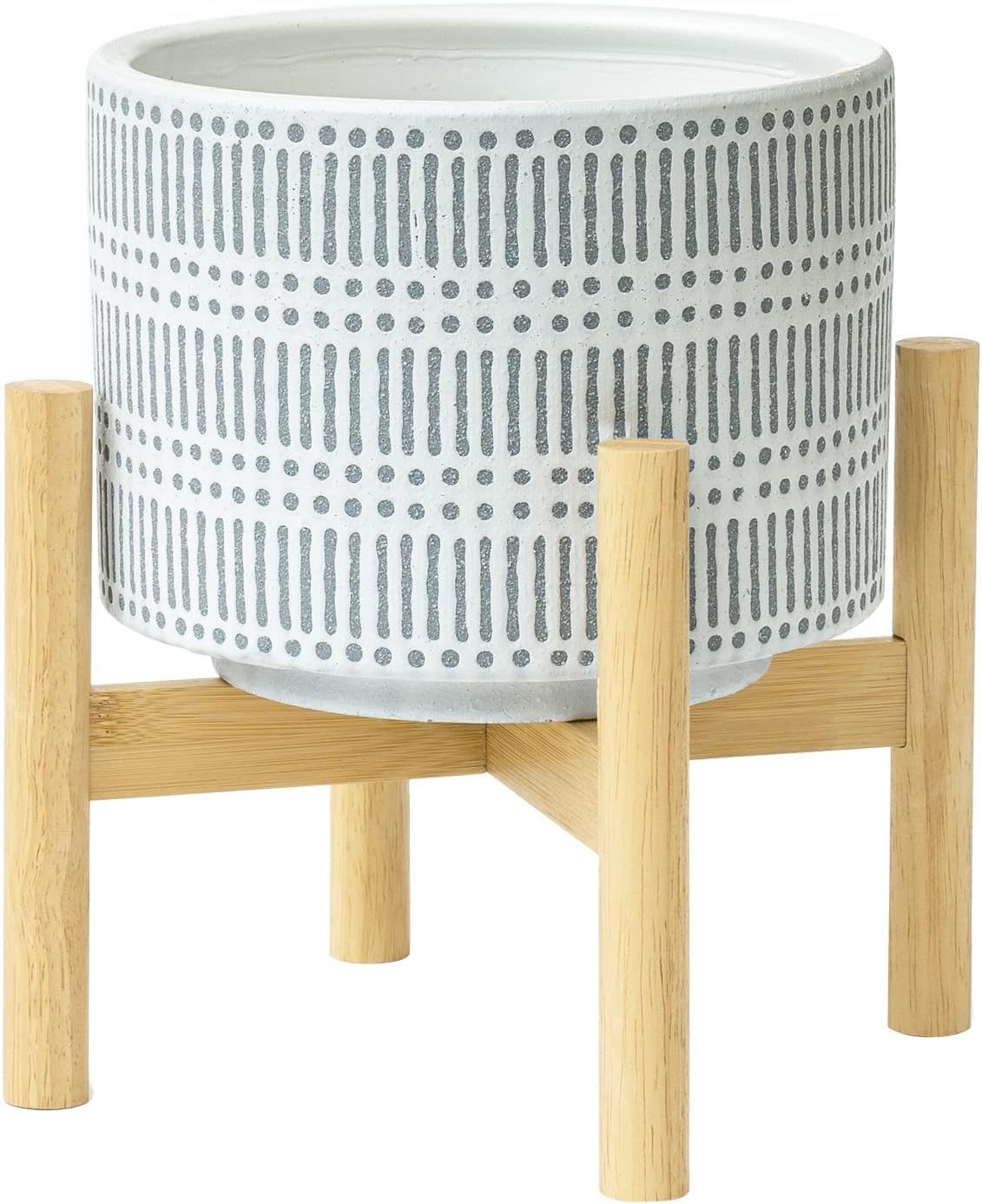 LA JOLIE MUSE Ceramic Plant Pot with Stand for Indoor Decor