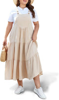 Moon Wood Plus Size Overall Dress for Women - Comfortable Tiered Maxi