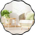 Fabuady Black Round Wavy Edge Mirror 20in - Wavy Designer Wall Mirror