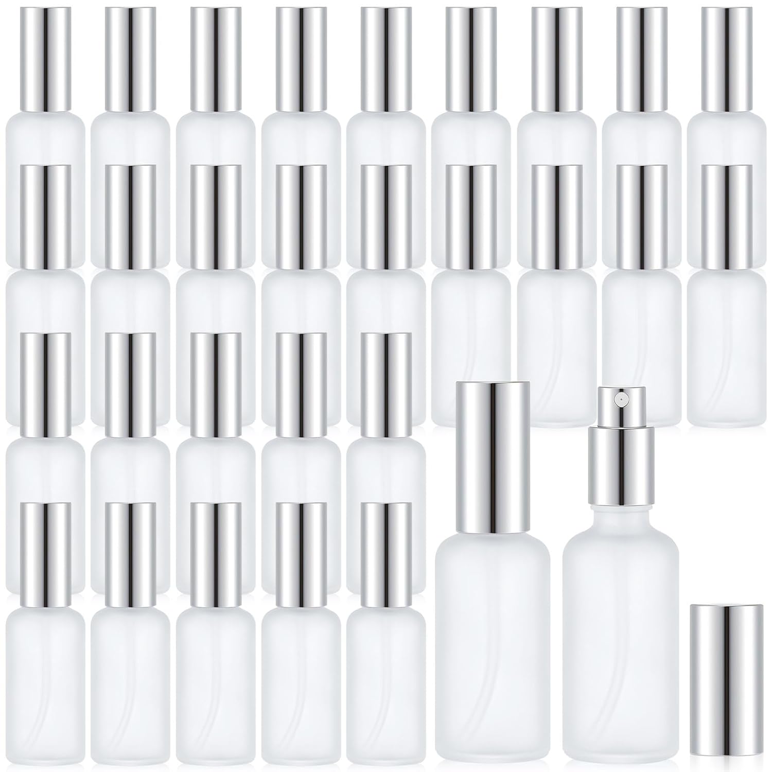 30 Pcs Silver Glass Spray Bottles for Perfume and Travel