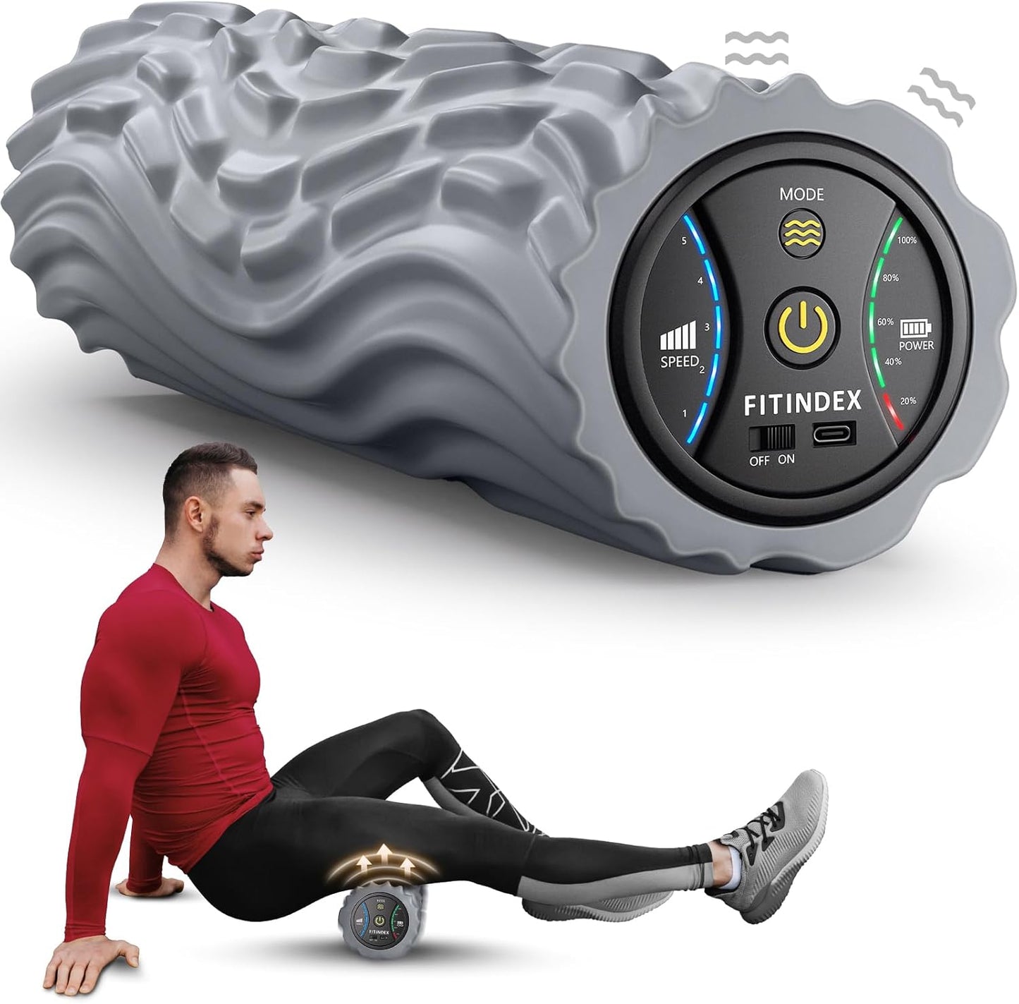 FITINDEX Vibrating Foam Roller for Back Pain Relief and Therapy