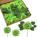JOYLEX Green Artificial Roses 100pcs - Realistic Foam Roses