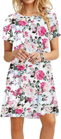 Women's Casual Plain Simple T-Shirt Loose Dress - Flowing Tunic