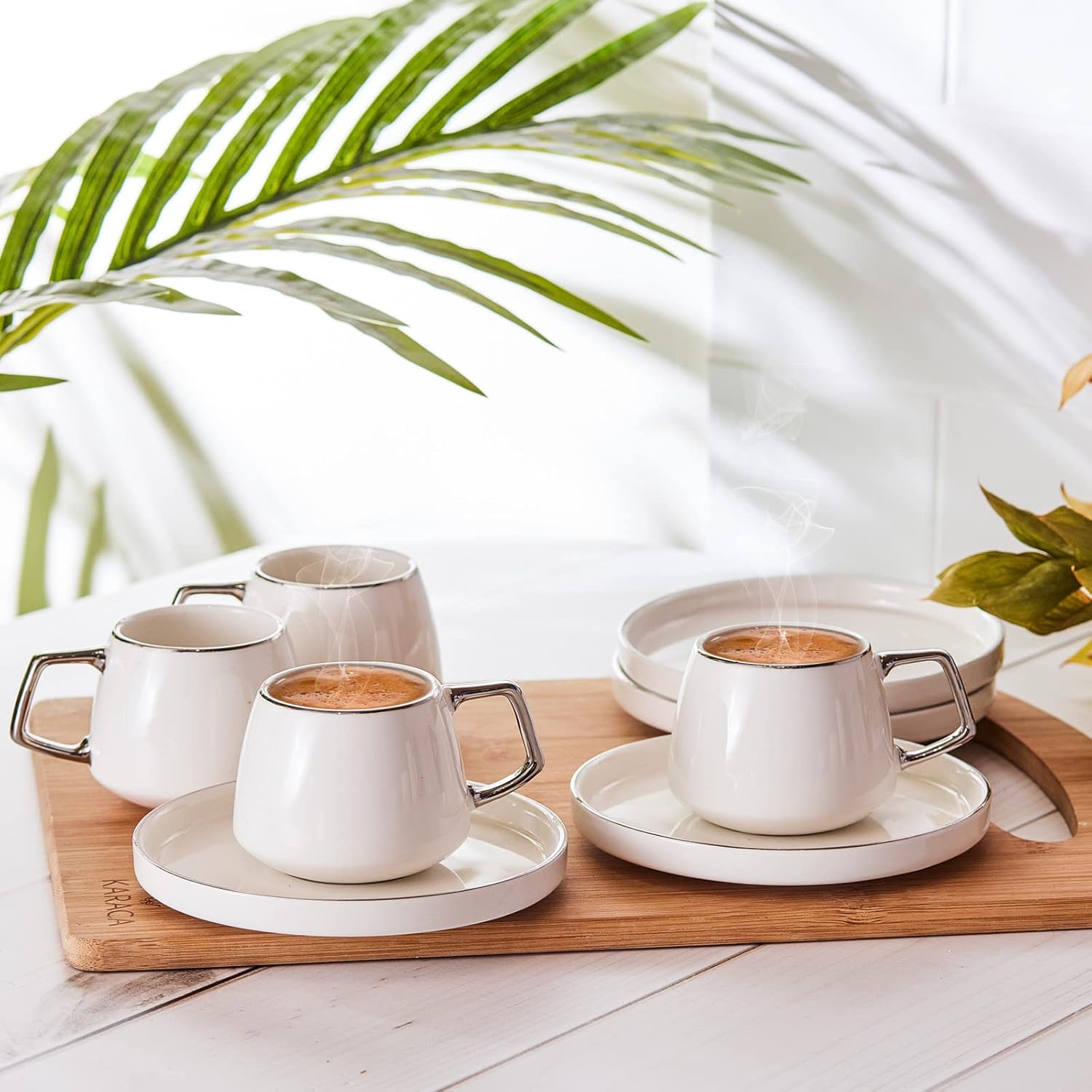 KARACA Saturn Platin Turkish Coffee Cup Set for Elegant Serving