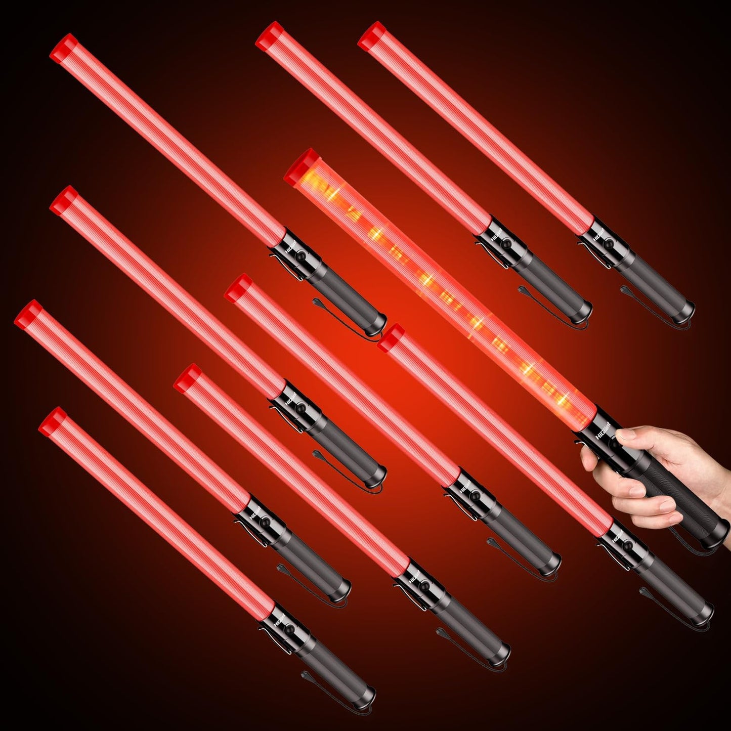 HiGiant 10 Pack 21 Inches LED Traffic Control Baton for Safety
