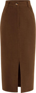 Corduroy Skirt High Waisted Pencil Midi - Fall Work Staple Day
