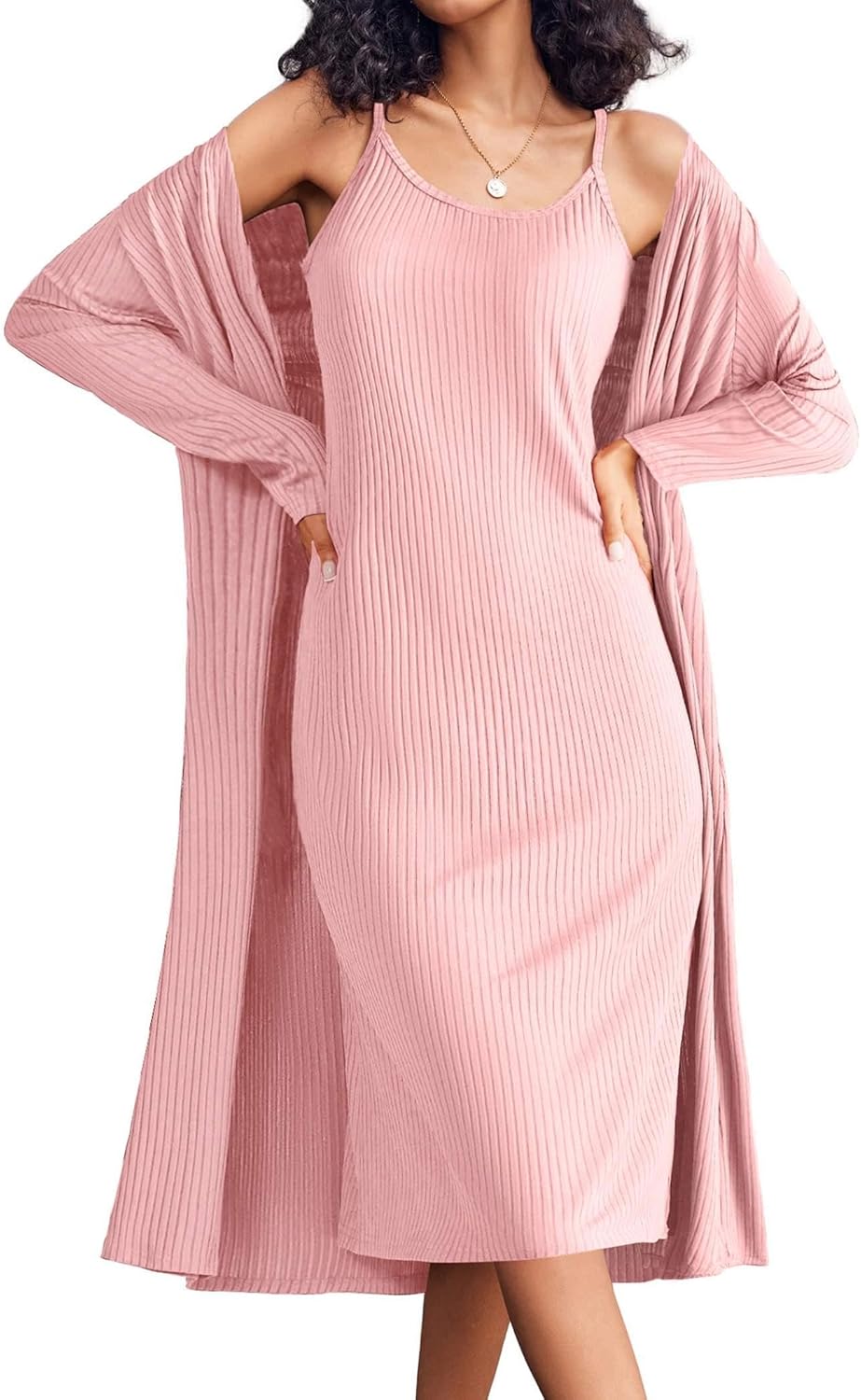 Ekouaer Womens Knit Robe Set for Comfortable Lounge Wear