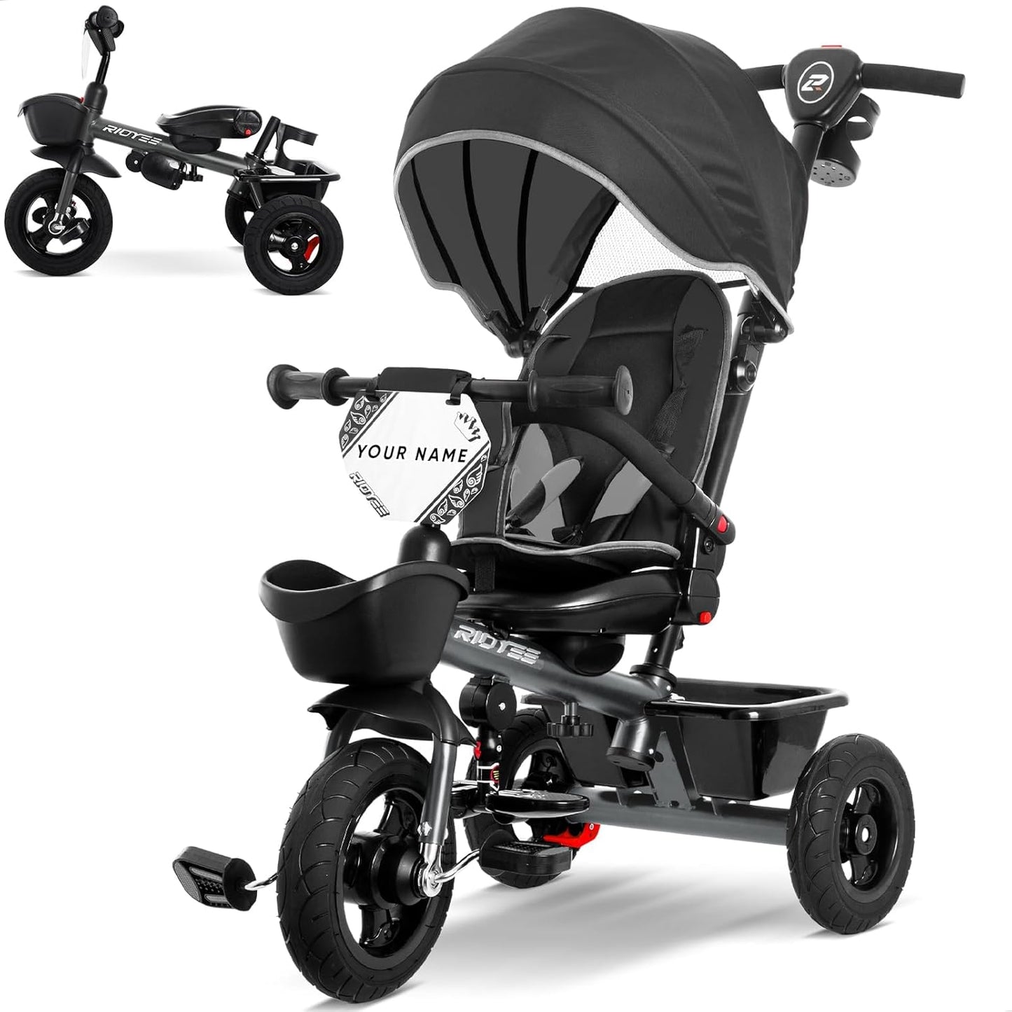 7-in-1 Tricycle for Toddlers with Rotatable Seat and Safety