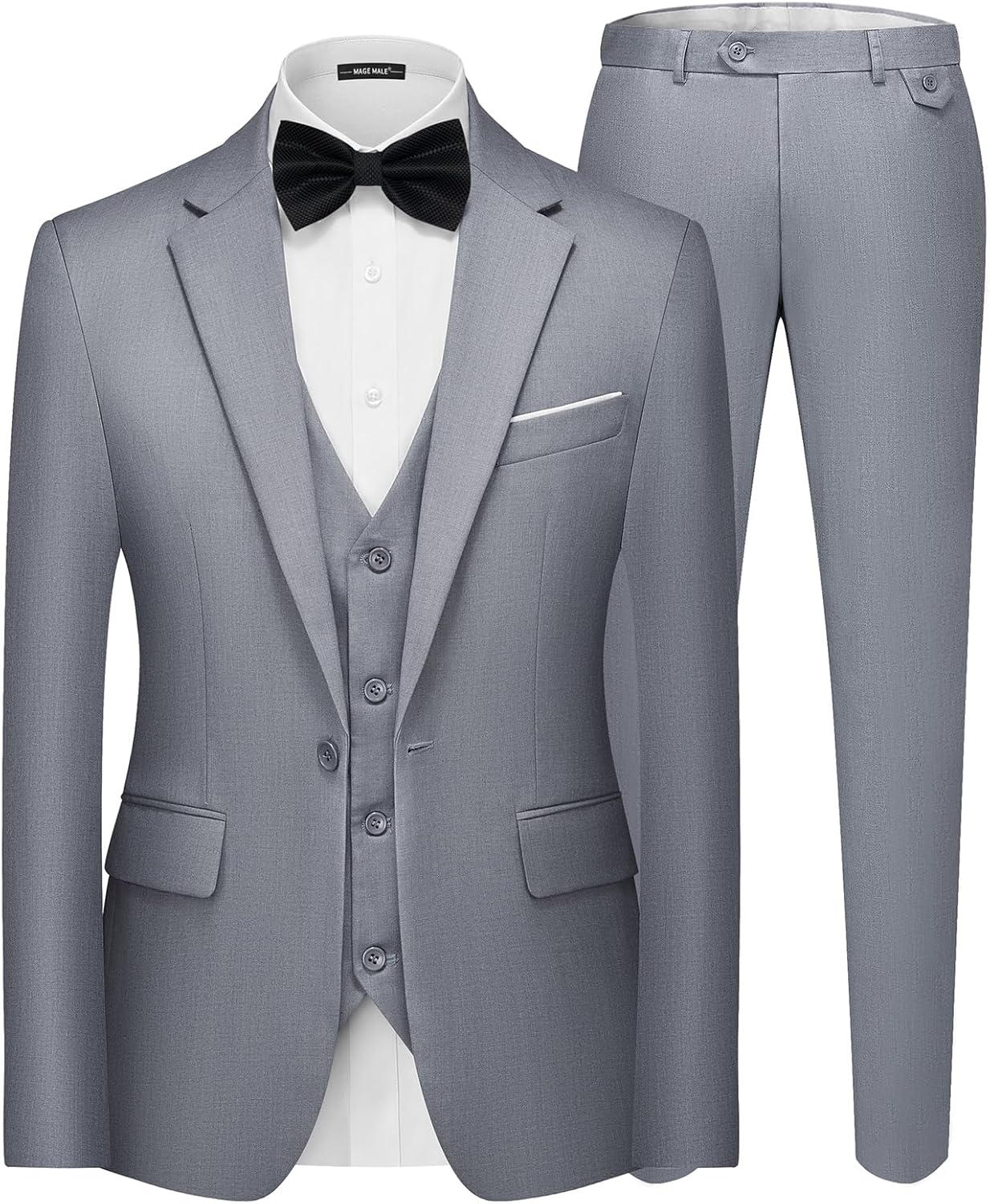 MAGE MALE Men's 3 Pieces Suit Elegant Solid Slim Fit Blazer Set