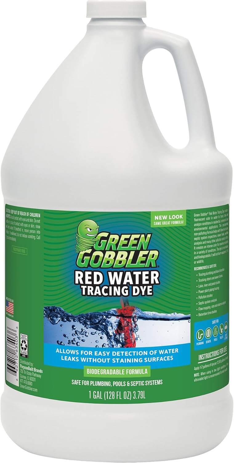 Green Gobbler Red Water Tracing Dye for Leak Detection - 1 Gallon