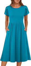 Women's Summer A-Line Midi Dress - Flowy Floral Beach Sundress Casual