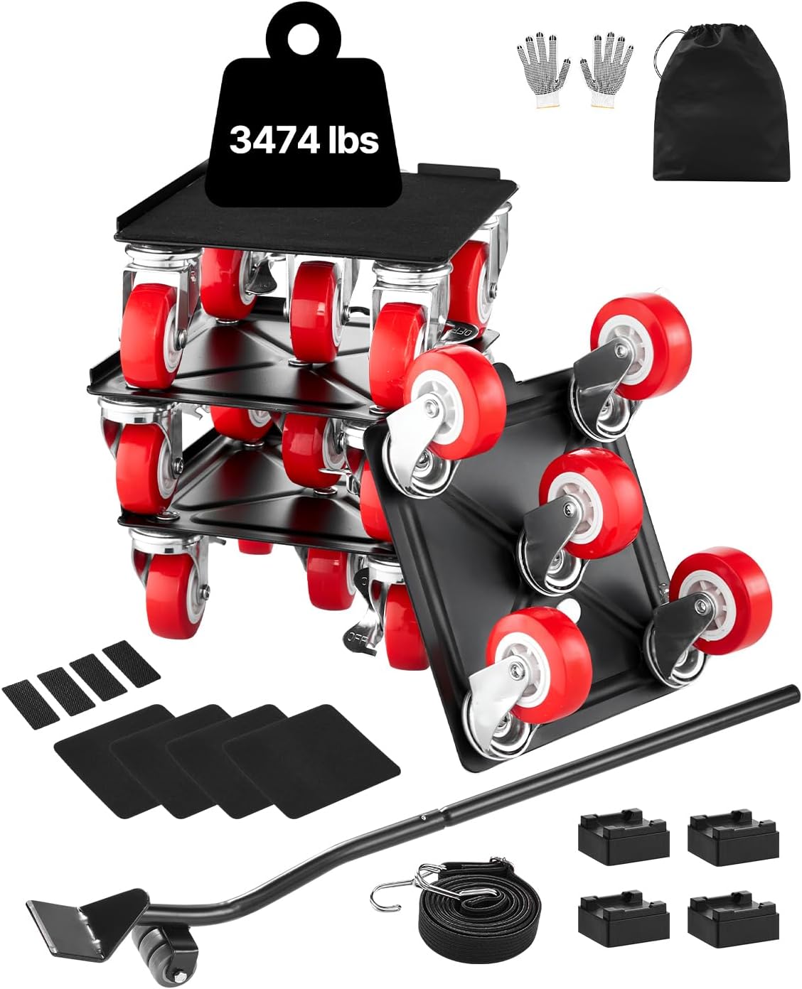 VEVOR Heavy Duty Furniture Dolly with 5X 360 Wheels and Jacks