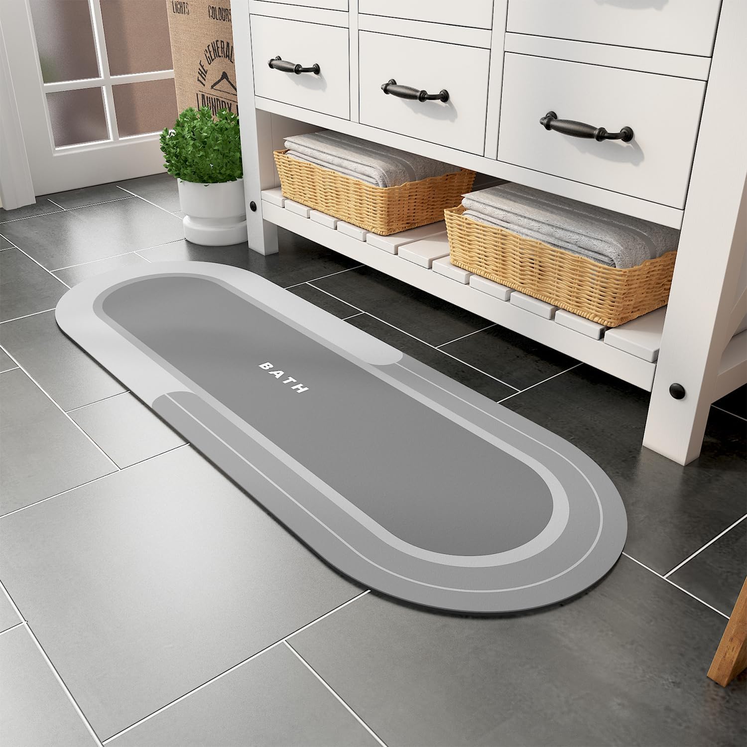 MontVoo Bath Mat Runner - Non Slip Absorbent Quick Dry Rug