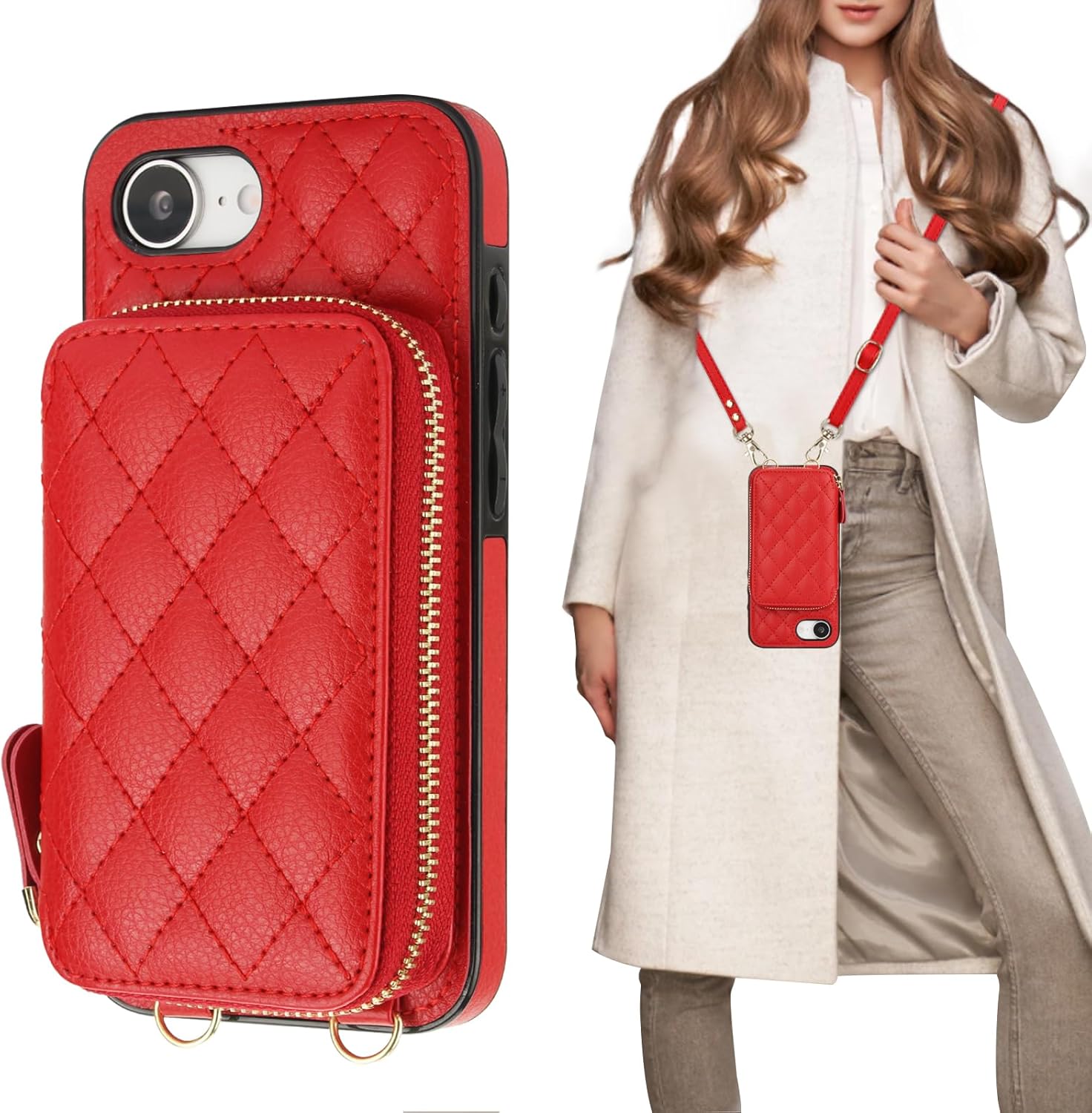 Bocasal Crossbody Wallet Case for iPhone 16e with RFID Blocking
