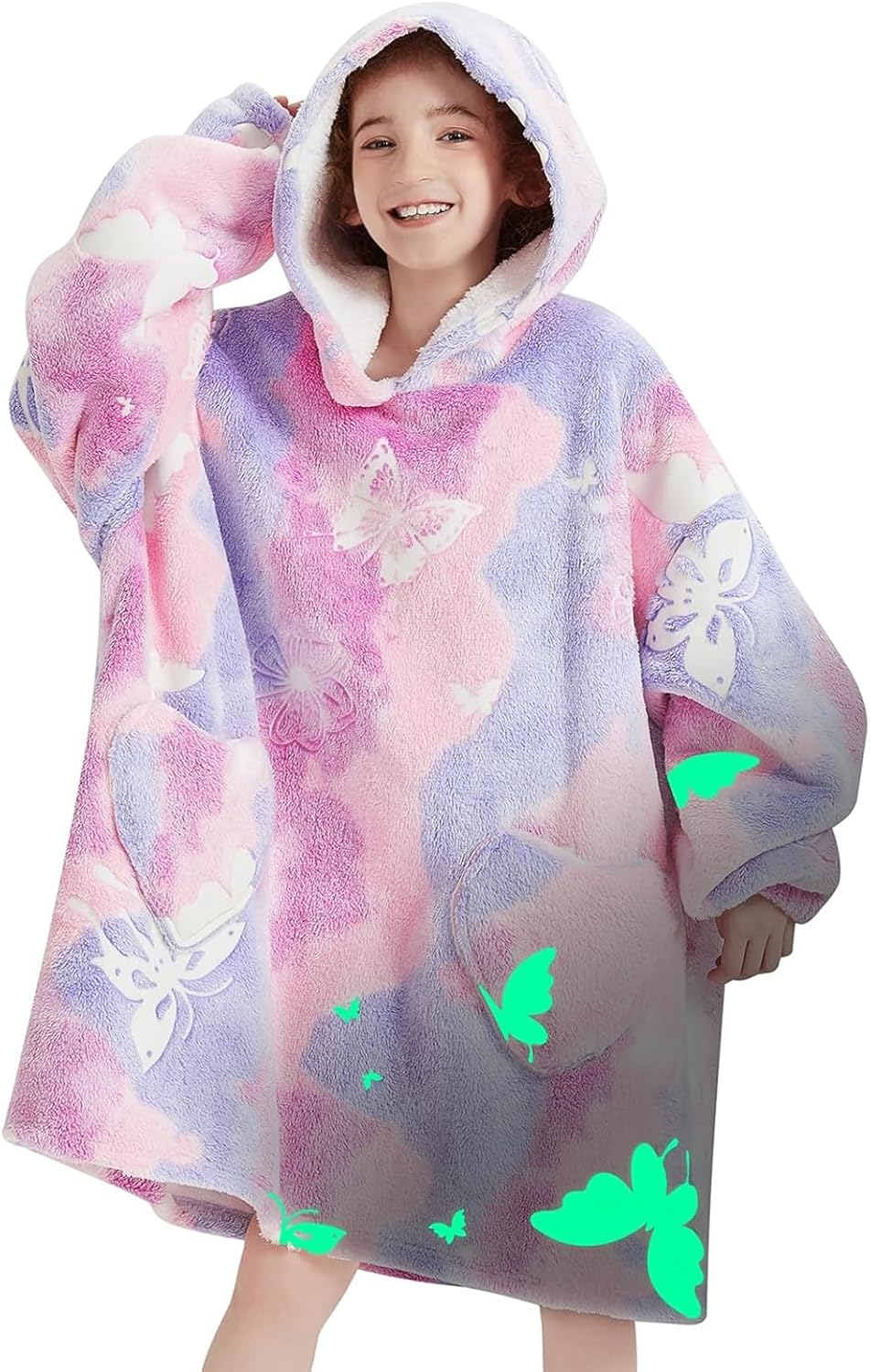 Wearable Blanket Hoodie for Kids - Oversized Sherpa Design