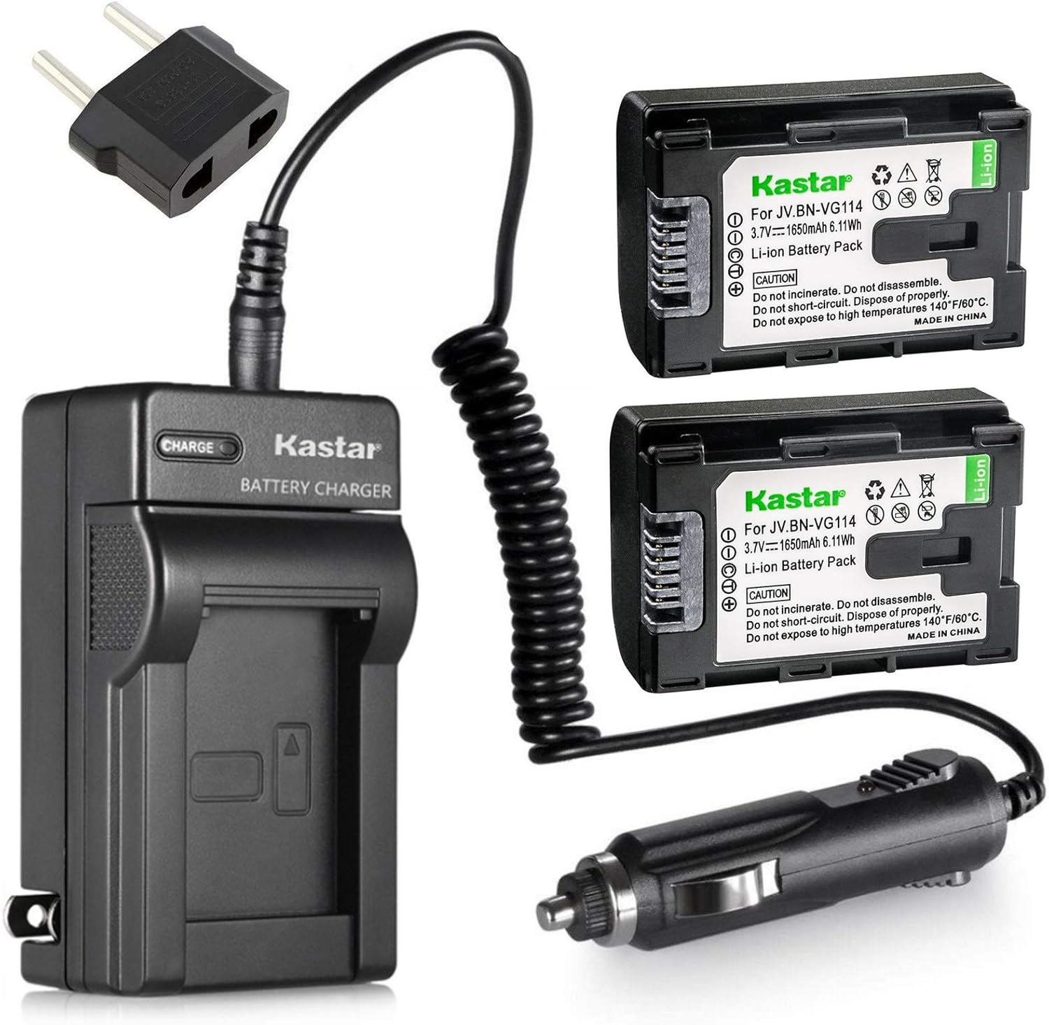 Kastar Battery and Charger for JVC BN-VG107U, BN-VG108U, BN-VG114U