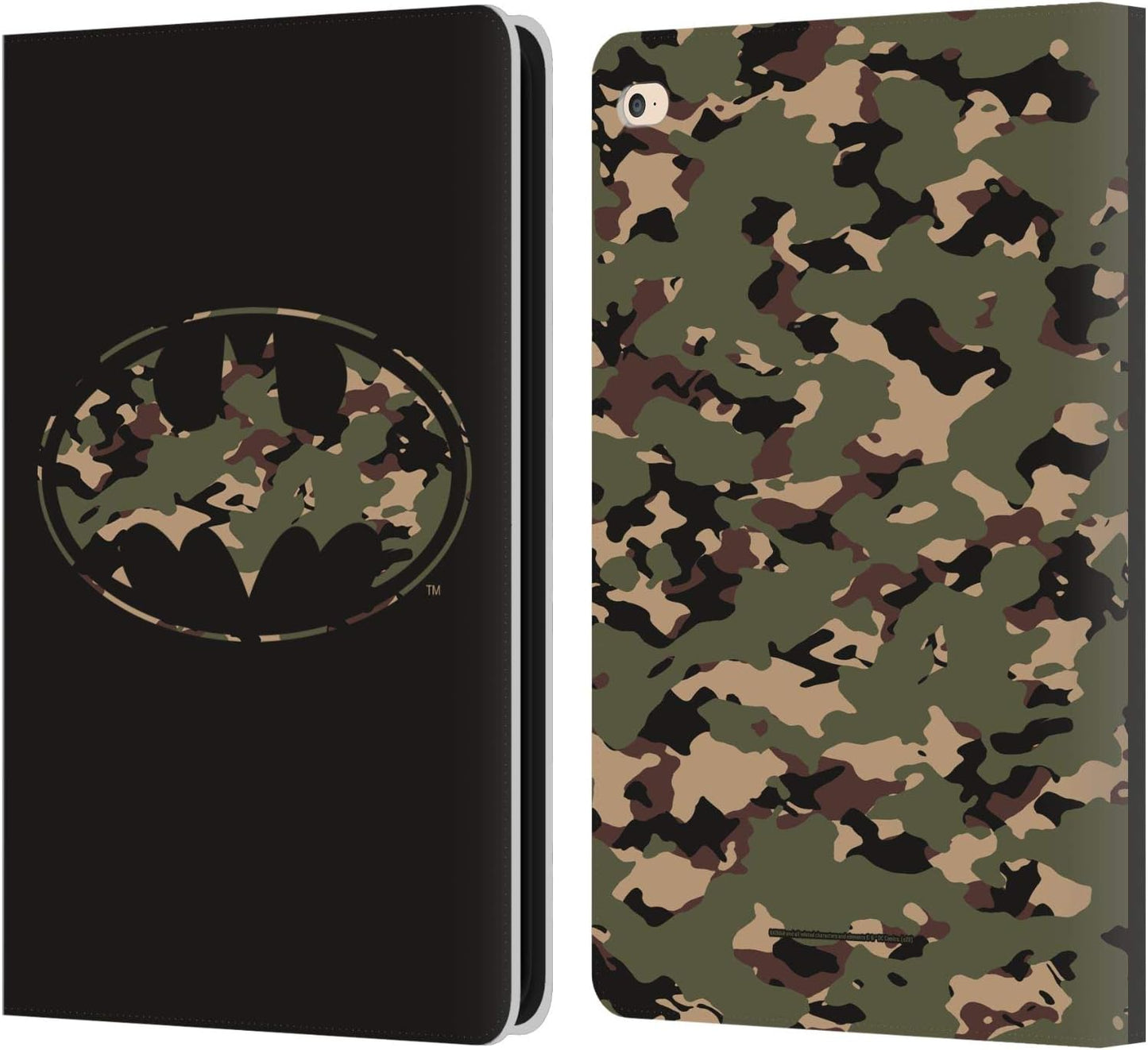 Batman DC Comics Camouflage Logos Leather Wallet Case for iPad Air 2